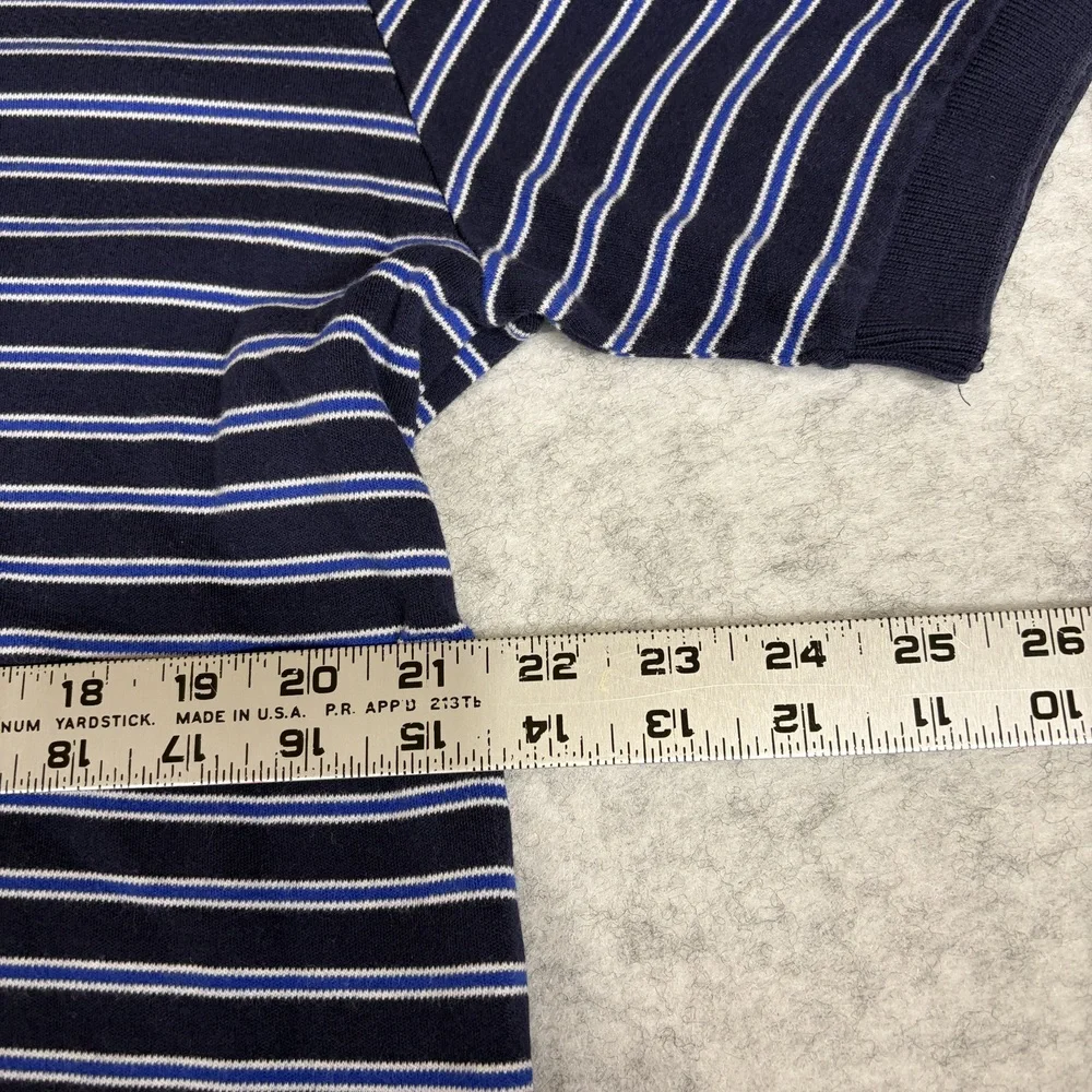 Vintage Polo Ralph Lauren Mens Striped Polo Shirt Navy Blue Large Classic Fit